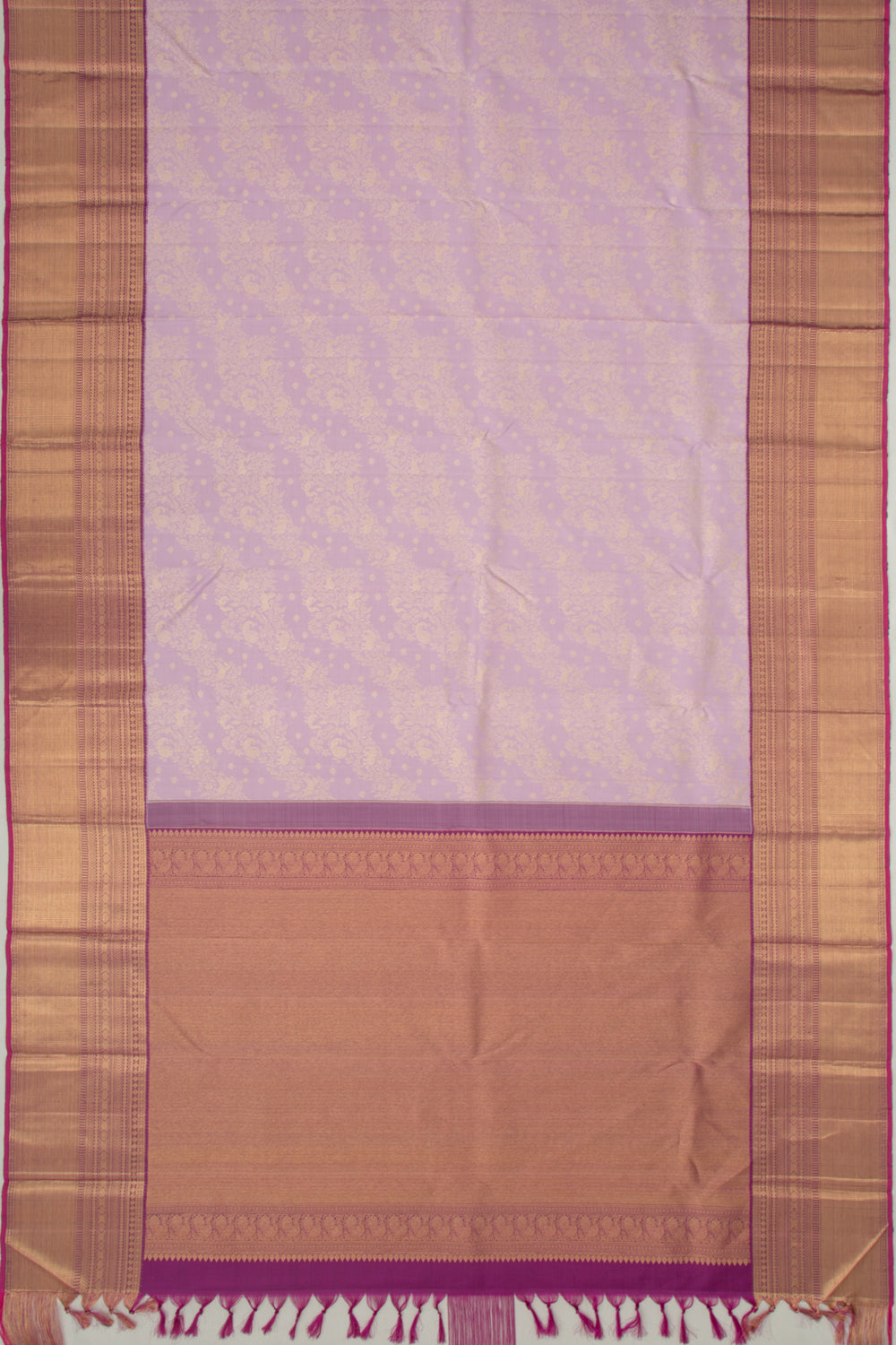 Kanchipuram Silk Jaal Lilac Saree
