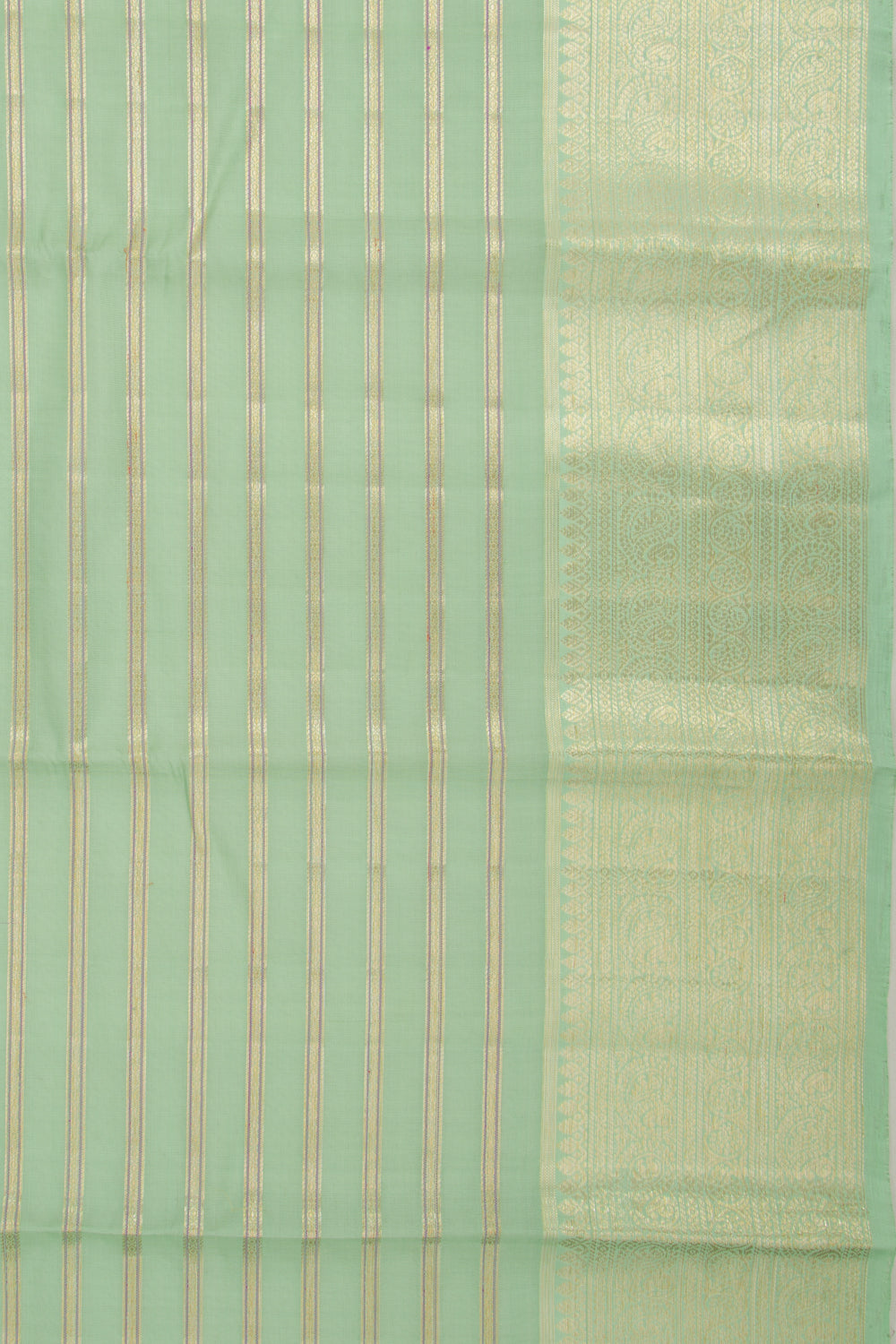 Kanchipuram Silk Horizontal Lines Pastel Green Saree
