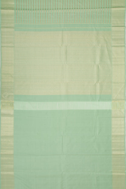Kanchipuram Silk Horizontal Lines Pastel Green Saree