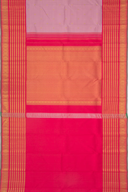 Kanchipuram Silk Checks And Butta Lavender Saree