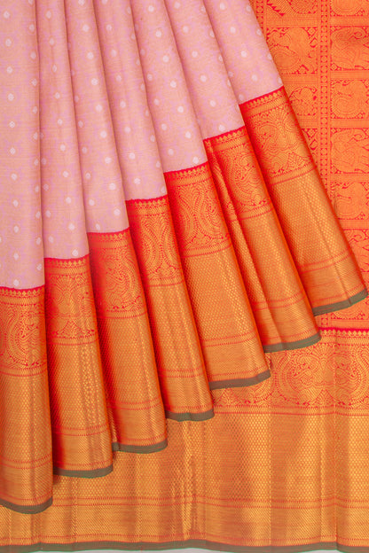 Kanchipuram Silk Brocade Baby Pink Saree