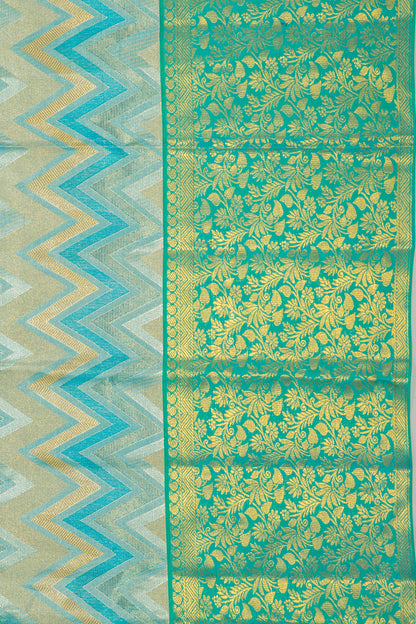 Taranga Kanchi Silk Tissue Zig-Zag Lines Blue Saree