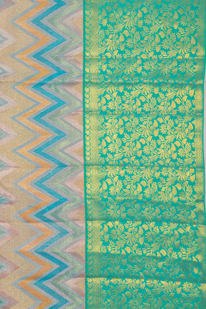 Taranga Kanchi Silk Tissue Zig-Zag Lines Multicolour Saree