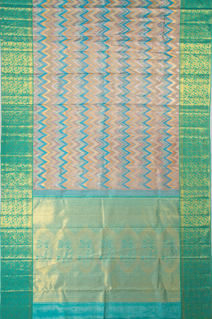 Taranga Kanchi Silk Tissue Zig-Zag Lines Multicolour Saree