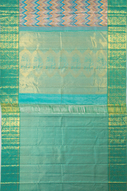 Taranga Kanchi Silk Tissue Zig-Zag Lines Multicolour Saree