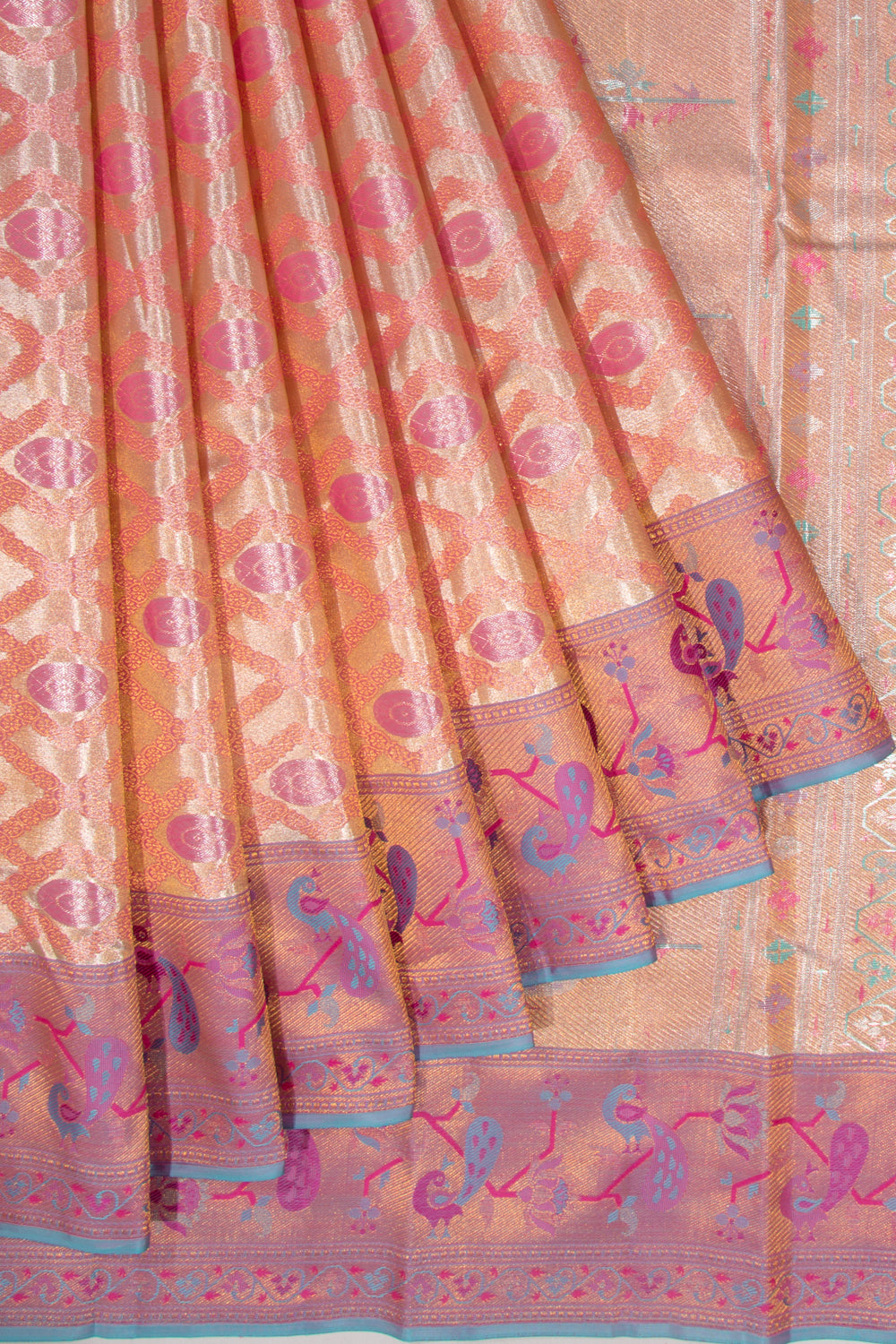 Taranga Kanchi Silk Tissue Brocade Gold Saree