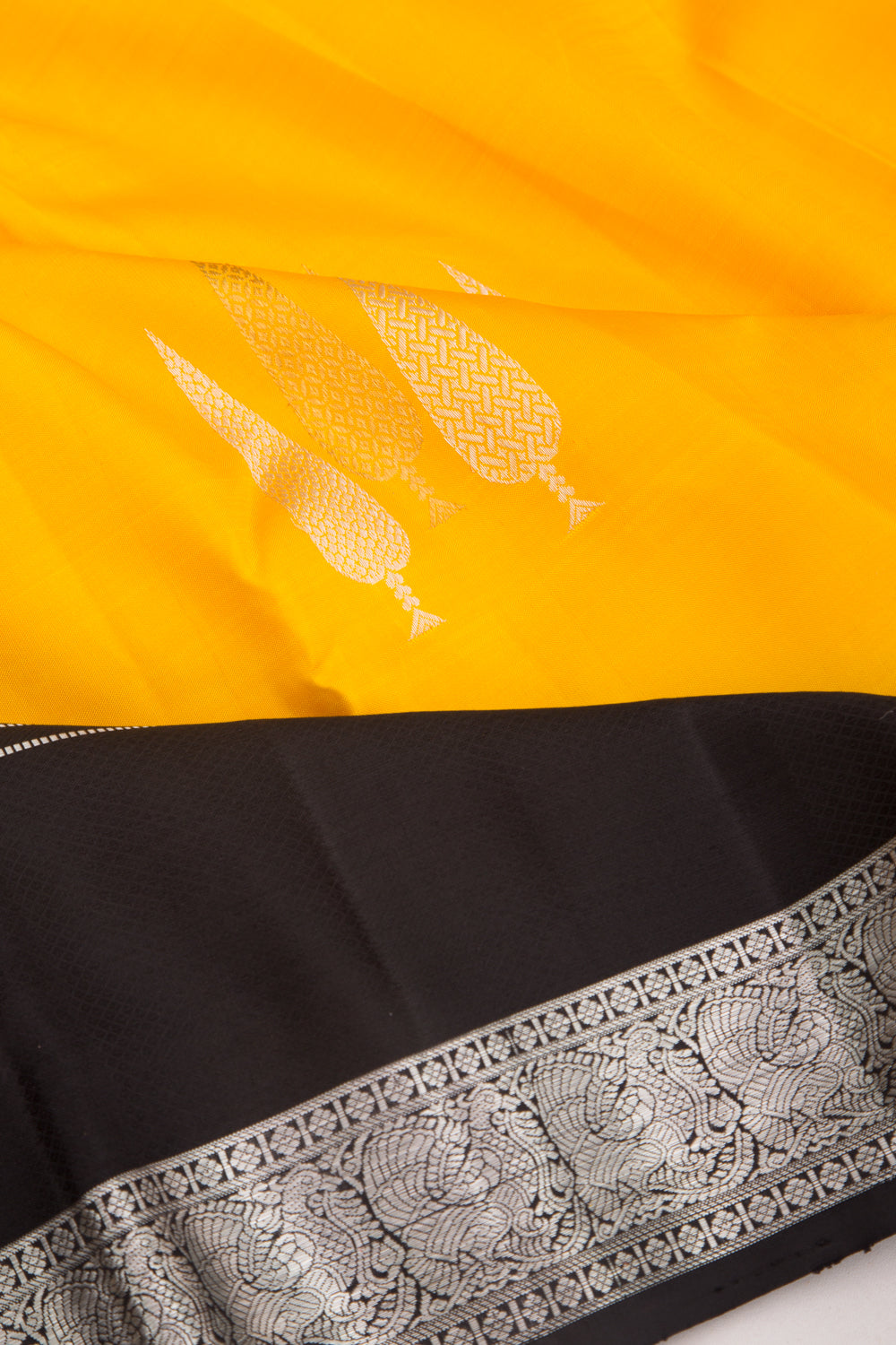 Kanchipuram Silk Butta Yellow Saree