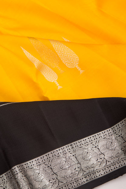 Kanchipuram Silk Butta Yellow Saree