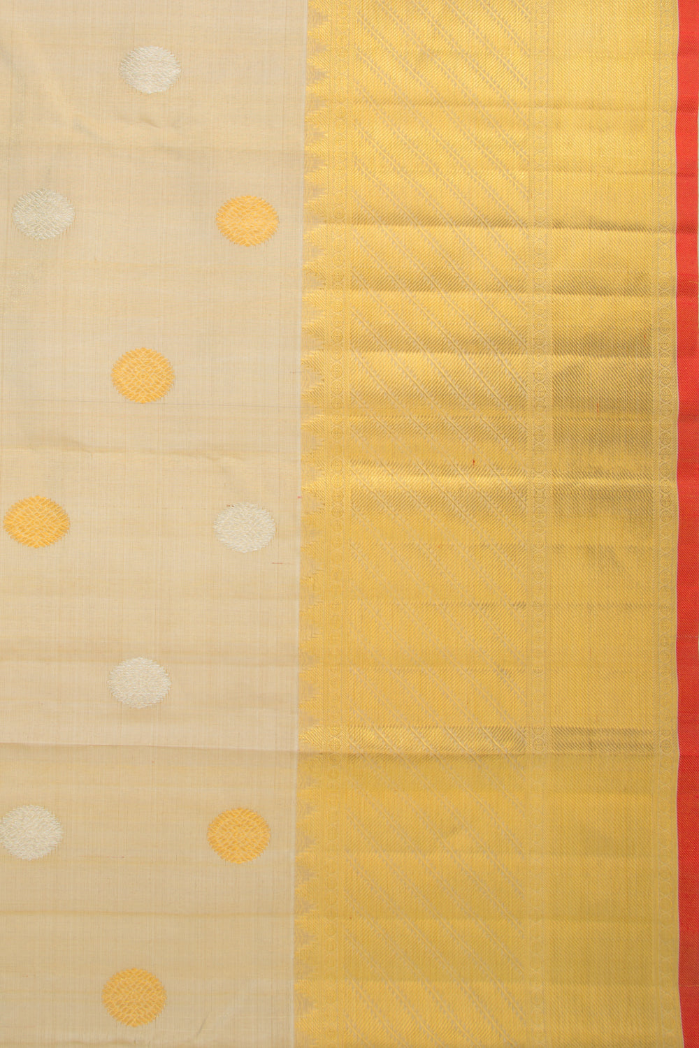 Kanchipuram Silk Tissue Butta Cream Saree