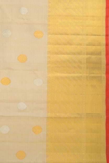 Kanchipuram Silk Tissue Butta Cream Saree