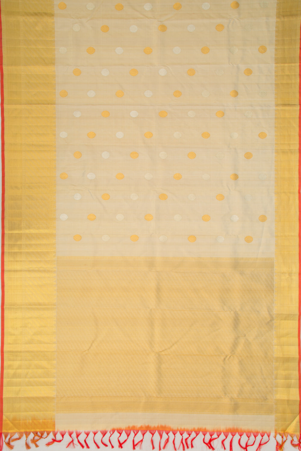 Kanchipuram Silk Tissue Butta Cream Saree