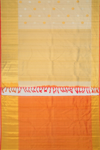 Kanchipuram Silk Tissue Butta Cream Saree