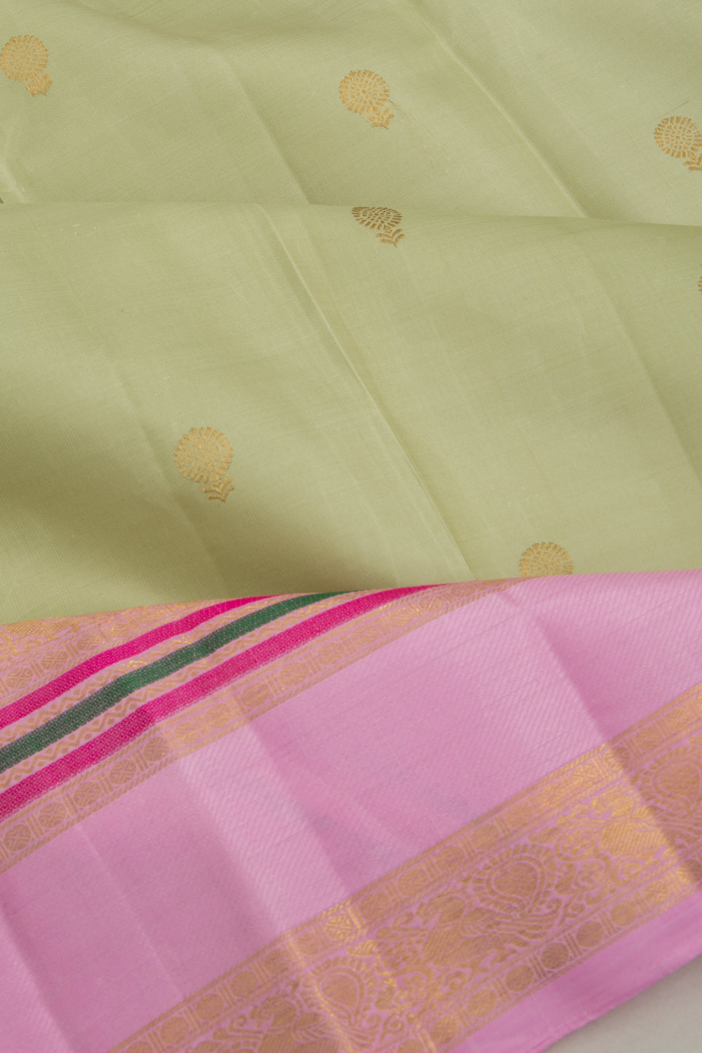 Kanchipuram Silk Butta Pista Green Saree