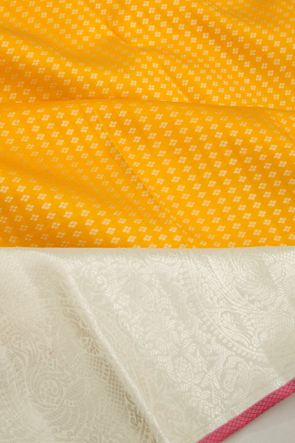 Kanchipuram Silk Brocade Yellow Saree