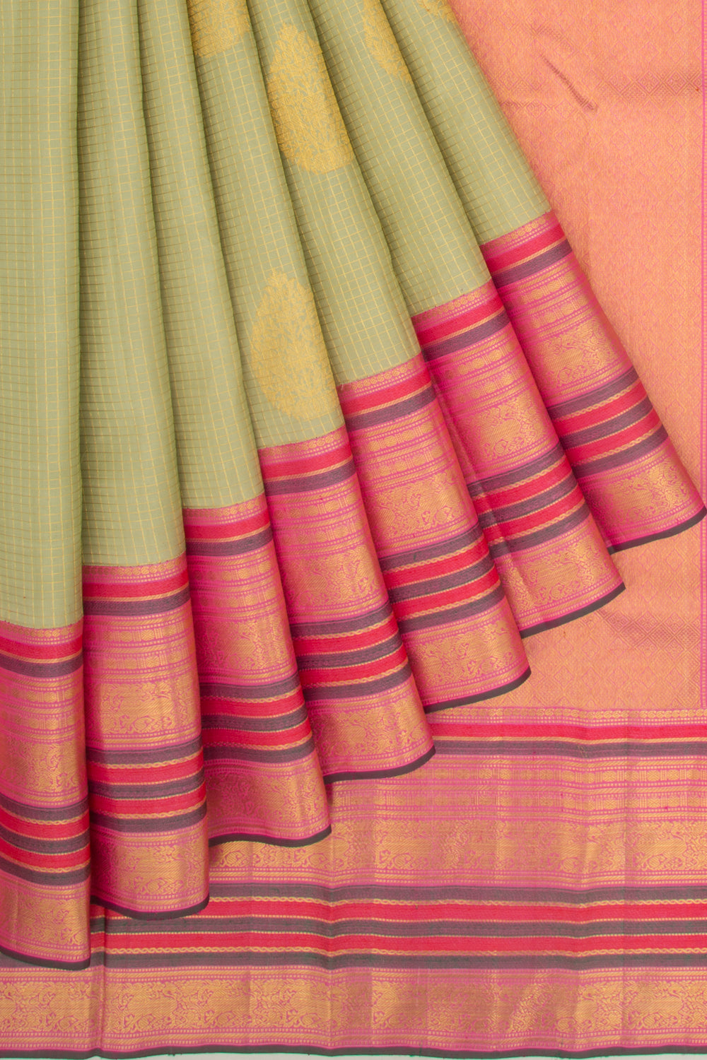 Kanchipuram Silk Butta Pista Green Saree