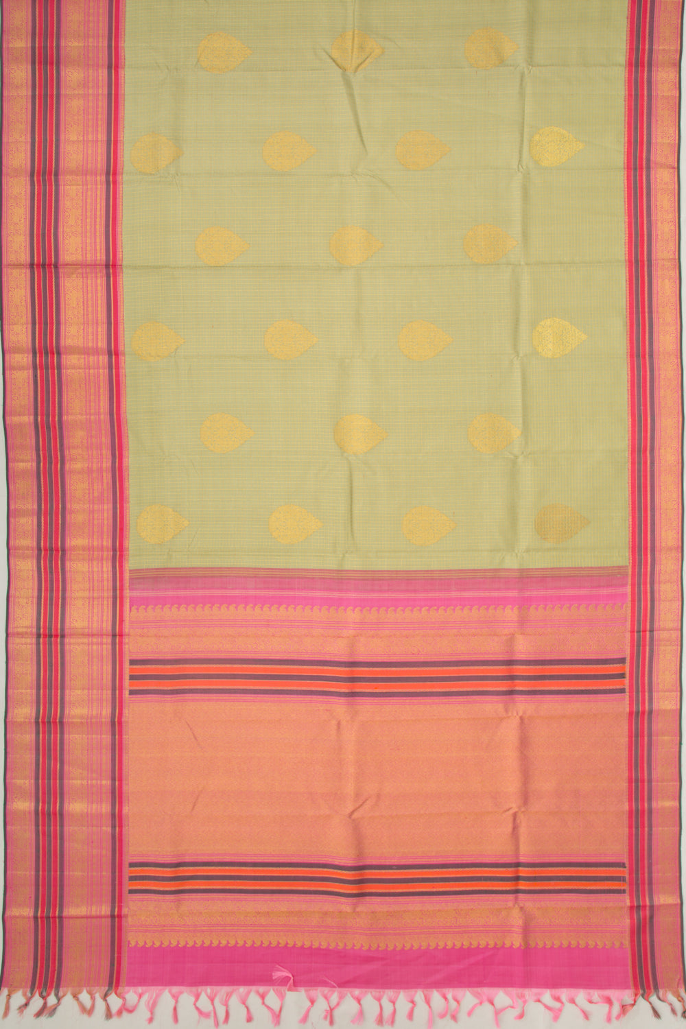 Kanchipuram Silk Butta Pista Green Saree