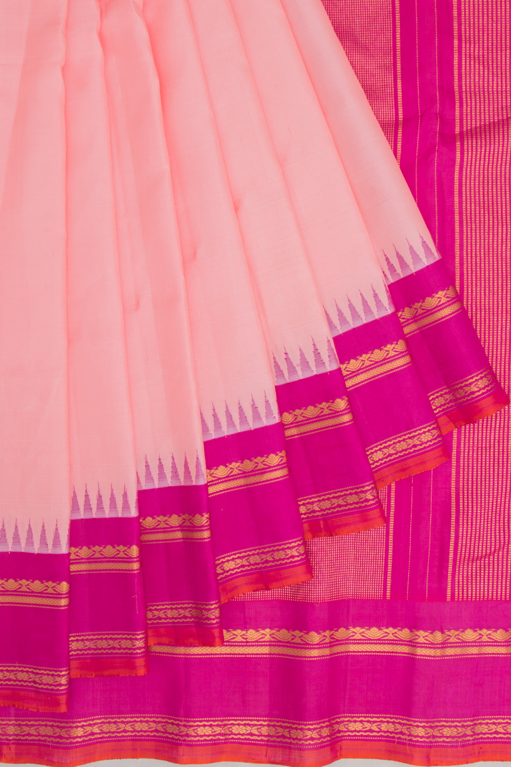 Gadwal Silk Butta Baby Pink Saree