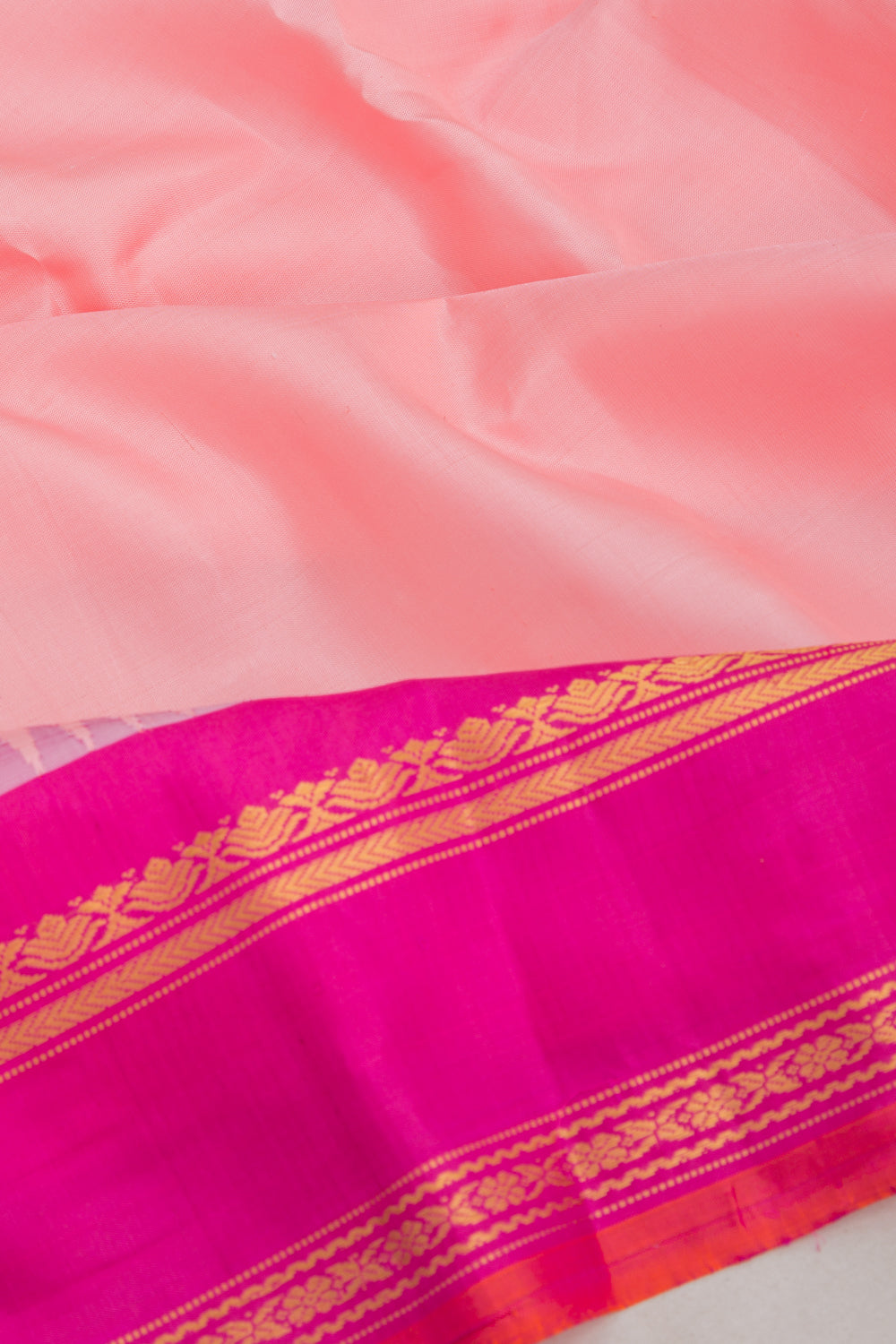 Gadwal Silk Butta Baby Pink Saree