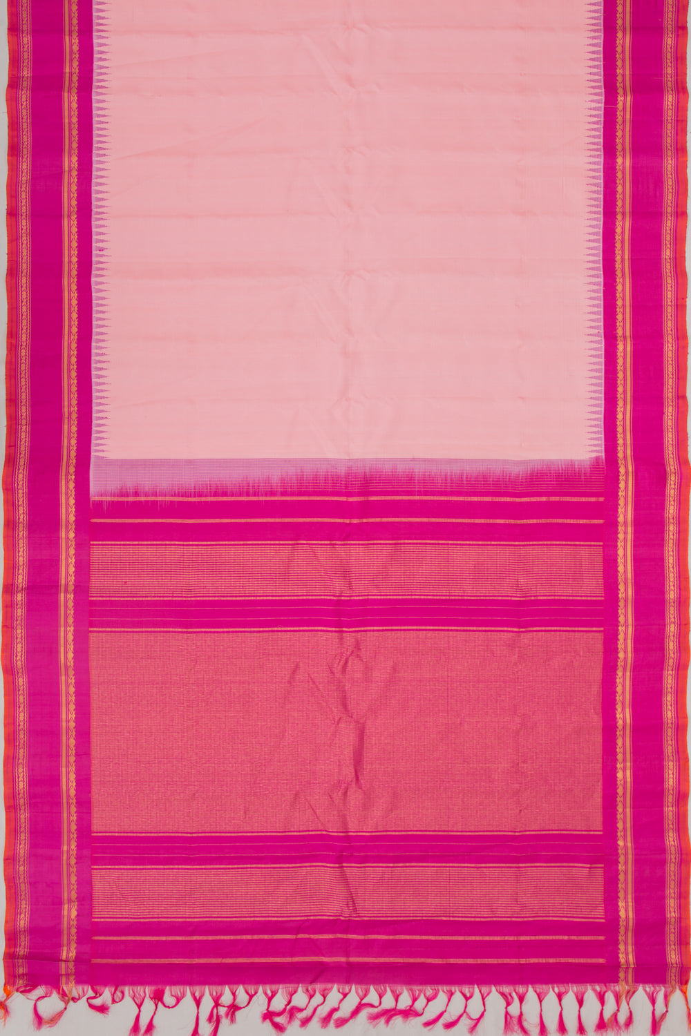 Gadwal Silk Butta Baby Pink Saree