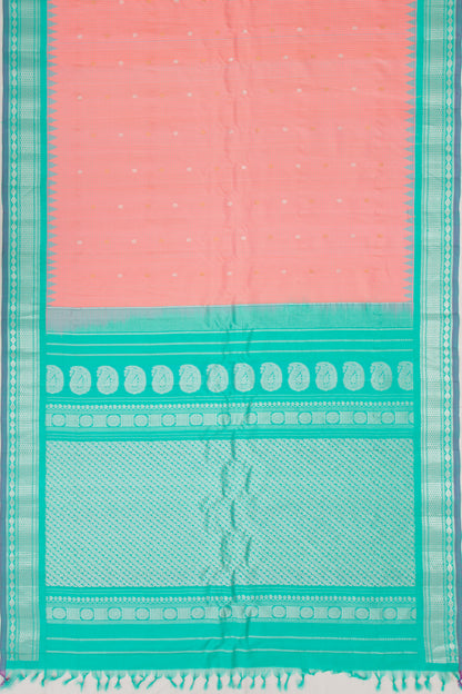 Gadwal Silk Butta Peach Saree