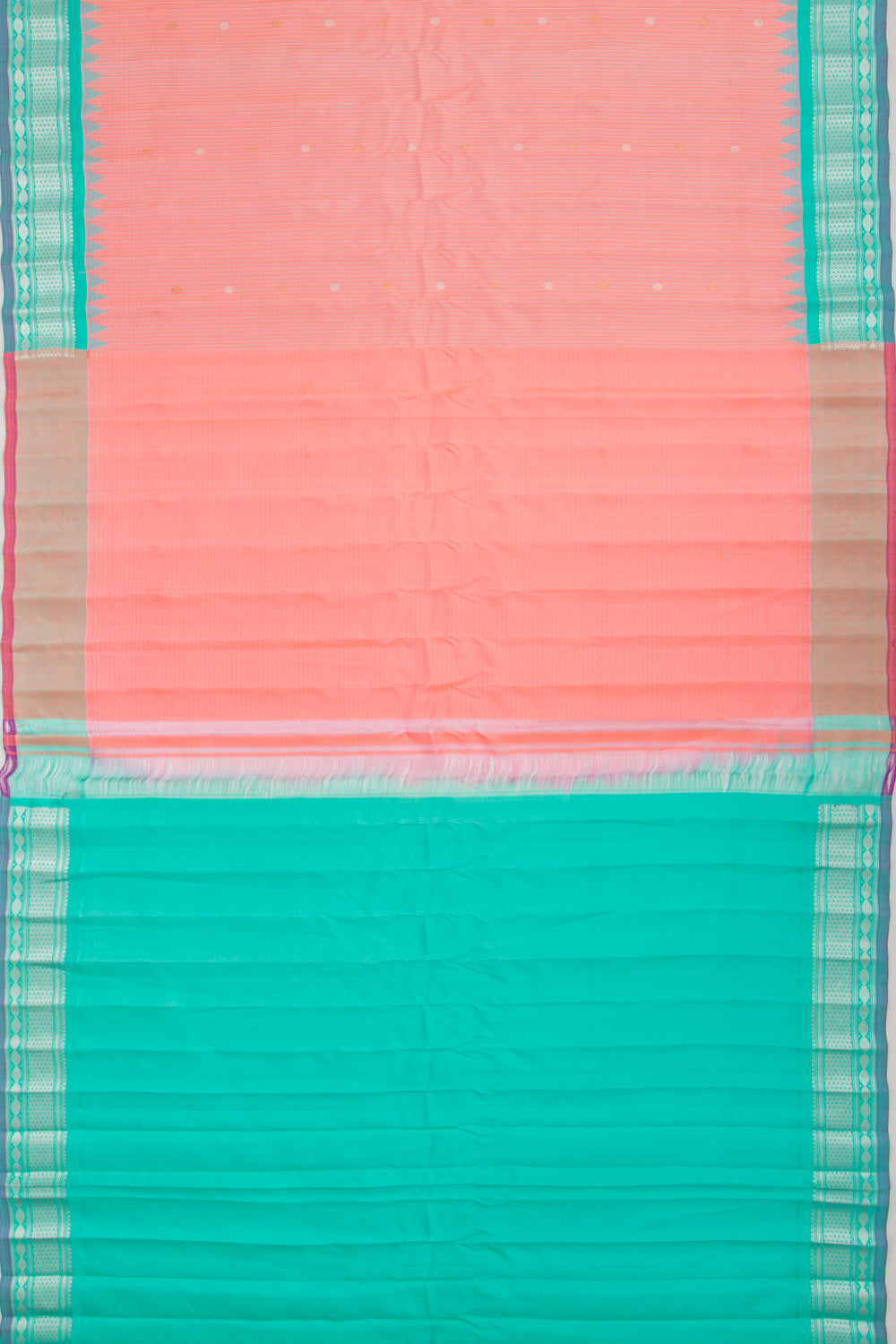 Gadwal Silk Butta Peach Saree