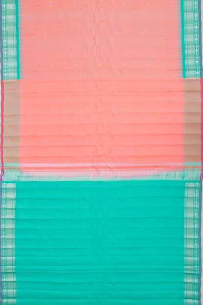 Gadwal Silk Butta Peach Saree