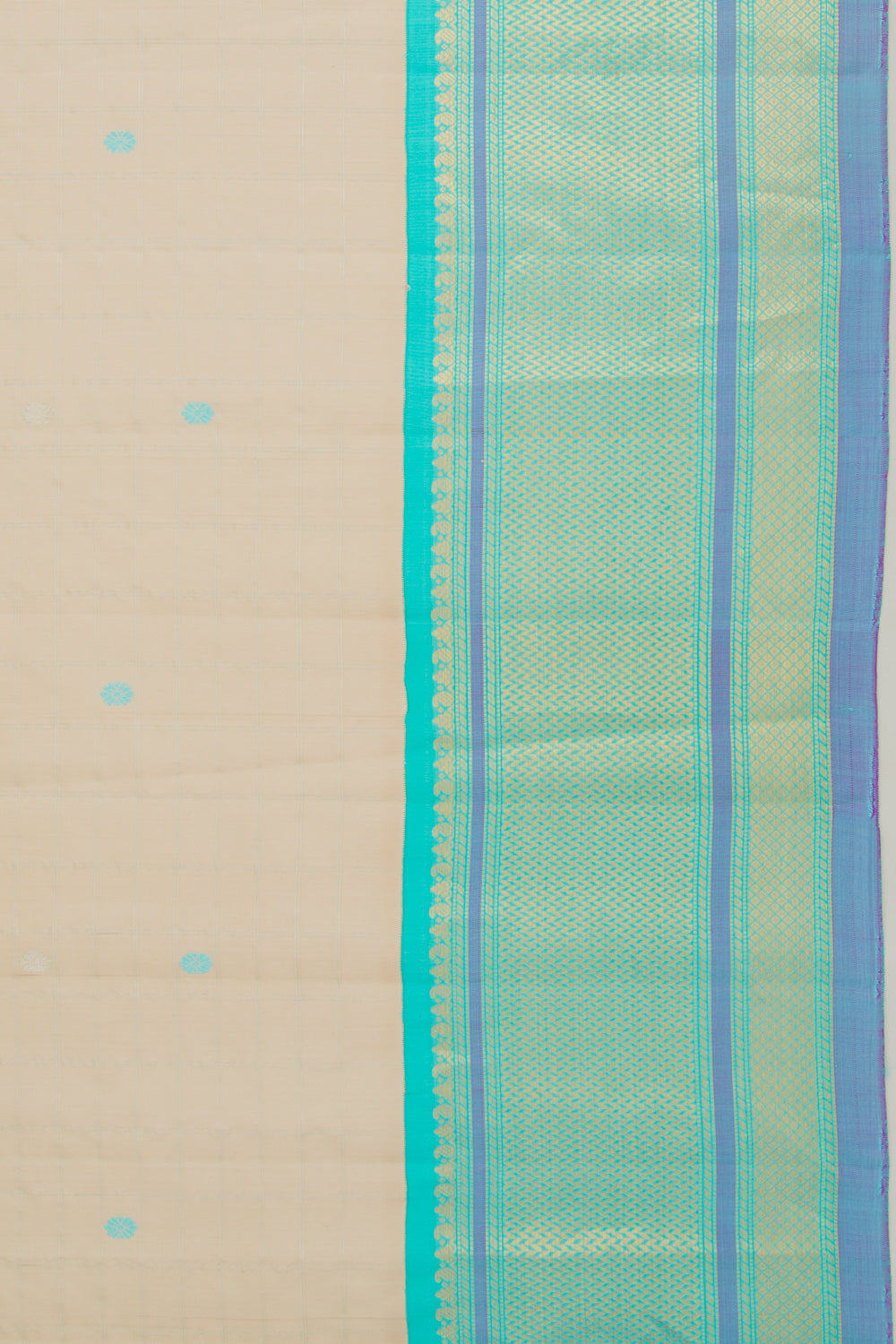 Gadwal Silk Butta Cream Saree