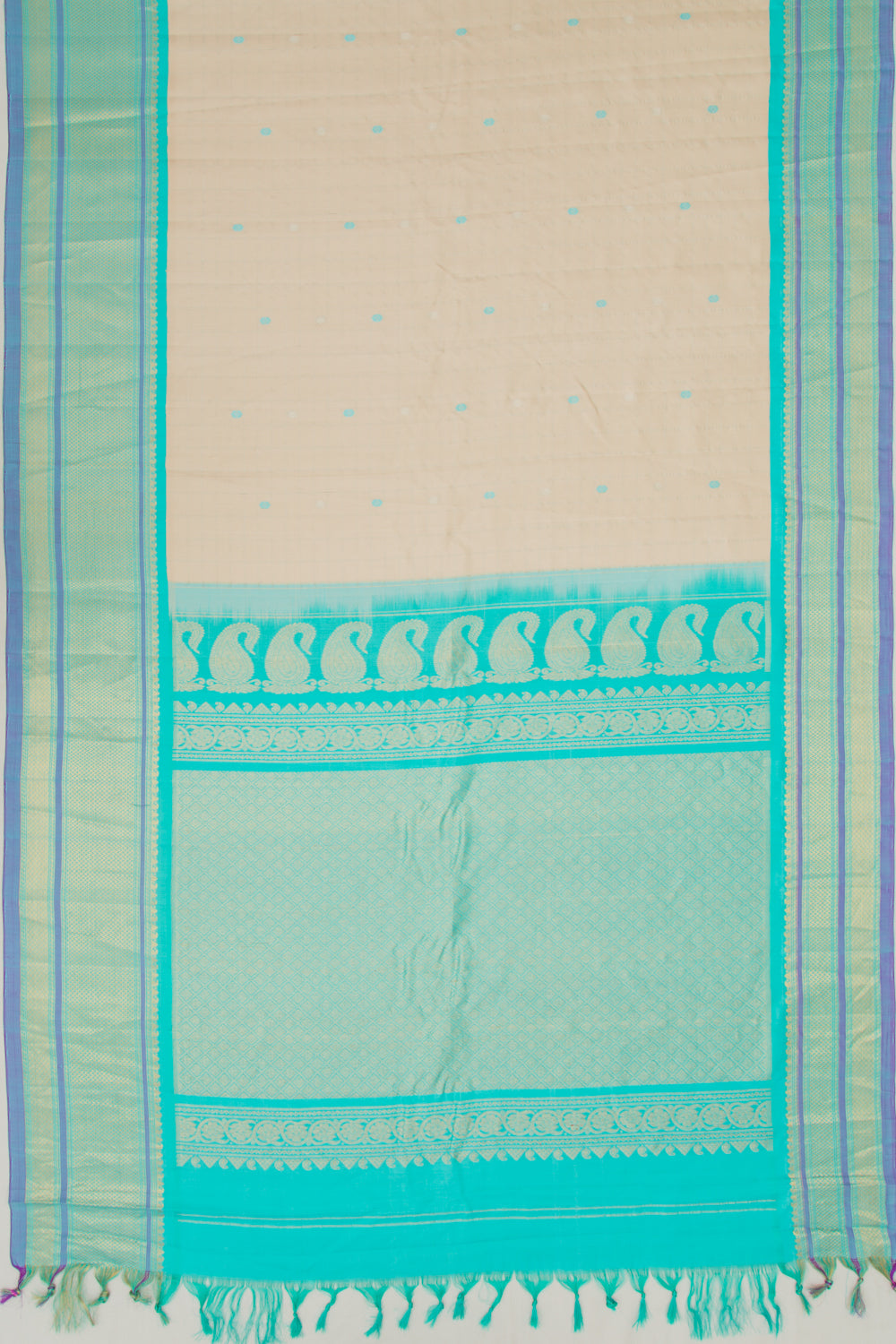 Gadwal Silk Butta Cream Saree