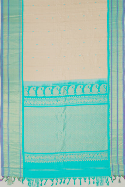 Gadwal Silk Butta Cream Saree