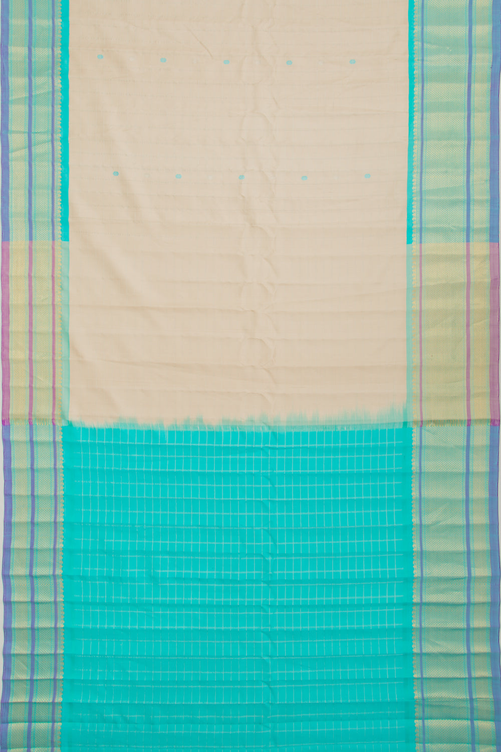 Gadwal Silk Butta Cream Saree