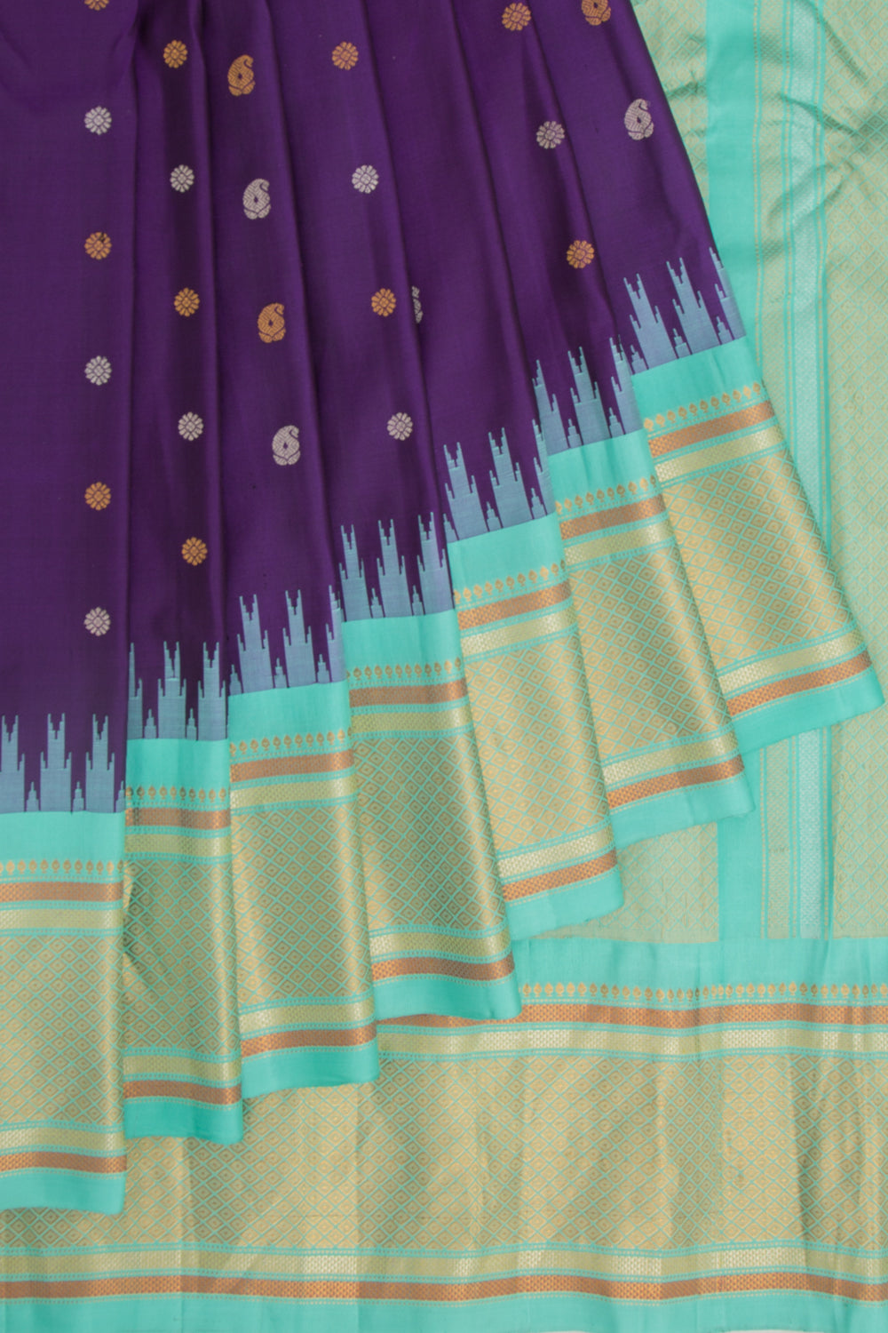 Gadwal Silk Butta Purple Saree