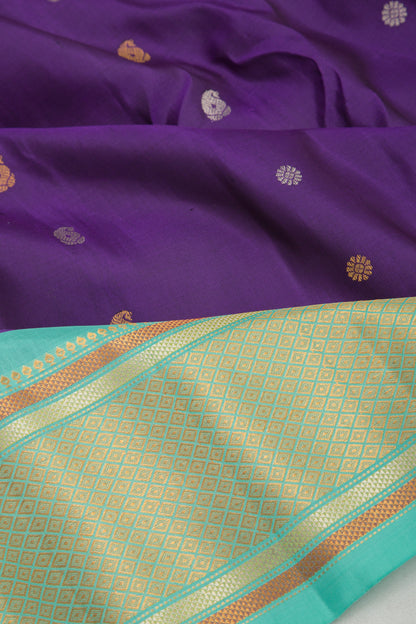 Gadwal Silk Butta Purple Saree