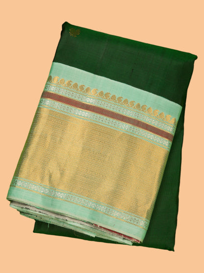 Gadwal Silk Butta Bottle Green Saree