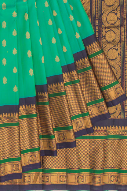 Gadwal Silk Butta Sea Green Saree
