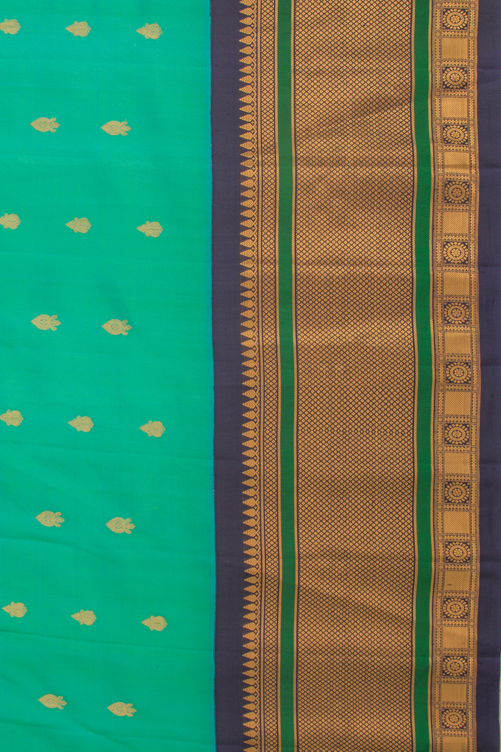 Gadwal Silk Butta Sea Green Saree