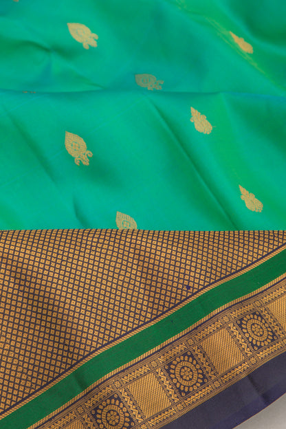 Gadwal Silk Butta Sea Green Saree