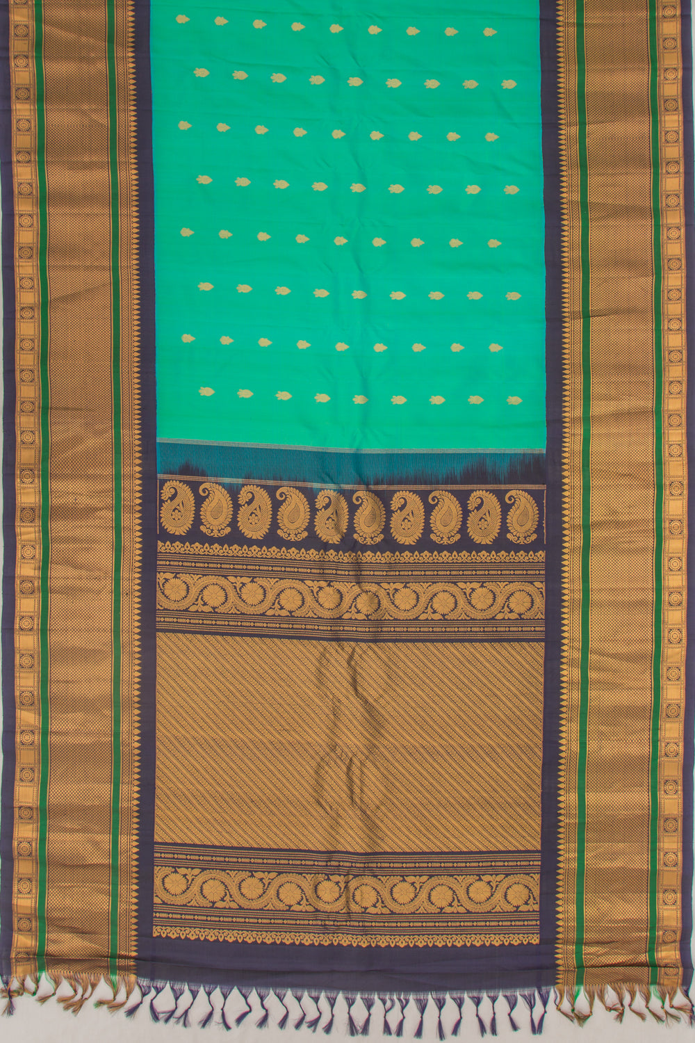 Gadwal Silk Butta Sea Green Saree