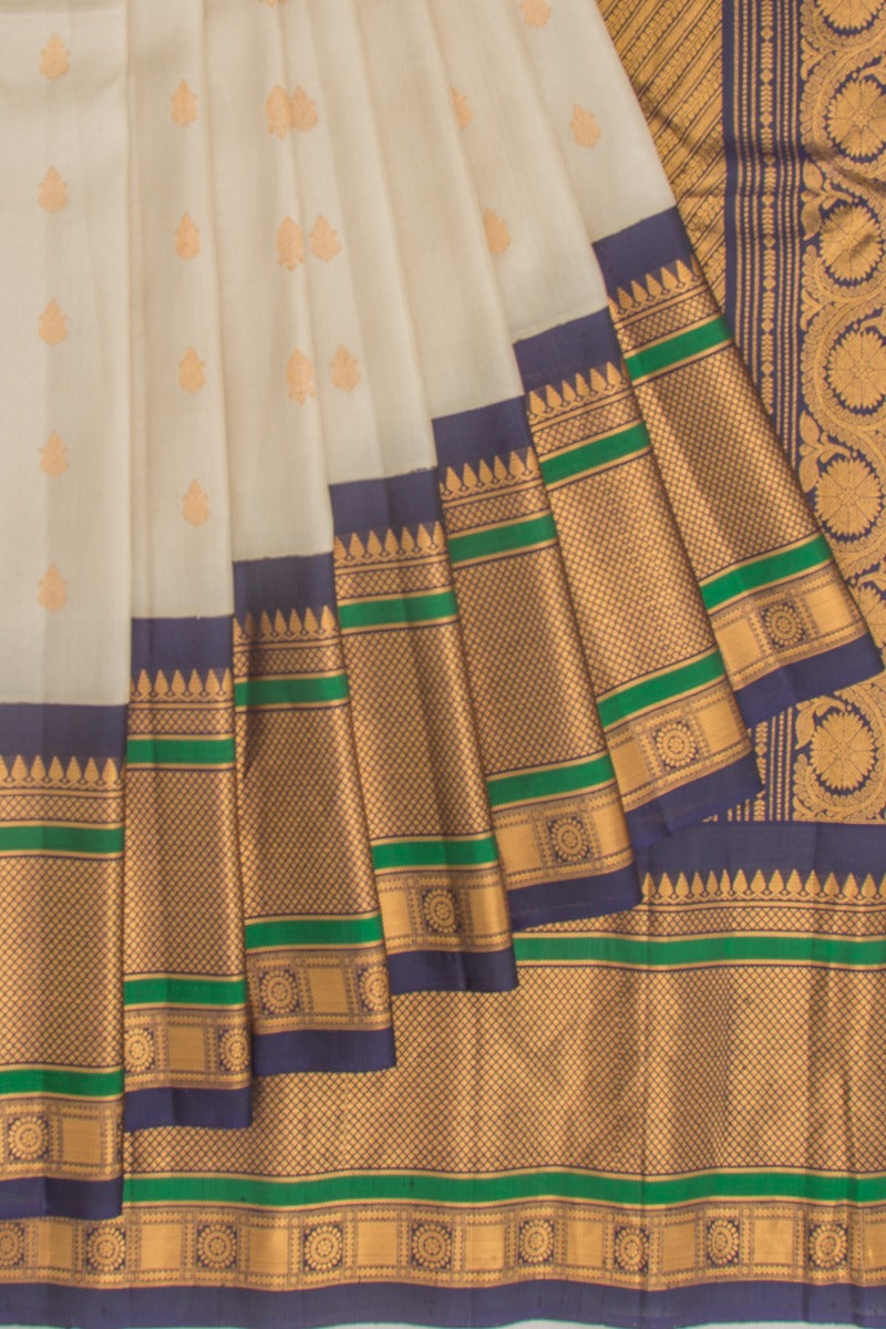 Gadwal Silk Butta Cream Saree