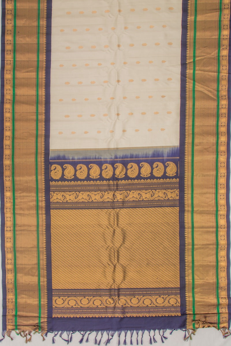 Gadwal Silk Butta Cream Saree