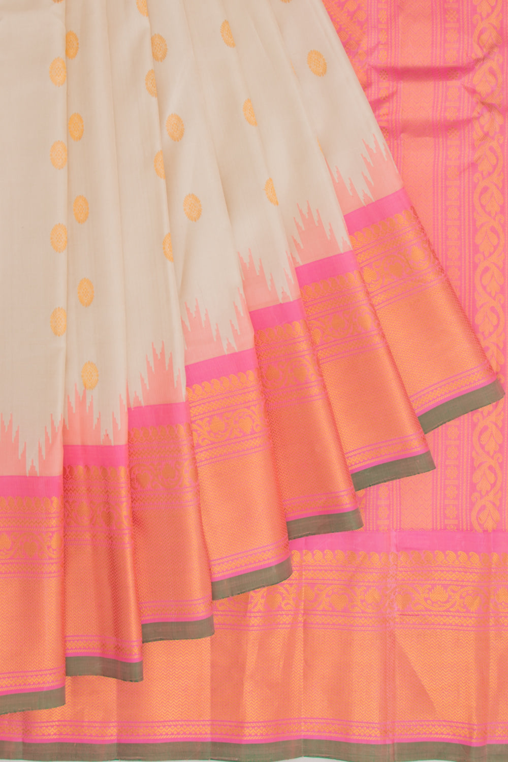 Gadwal Silk Butta Cream Saree
