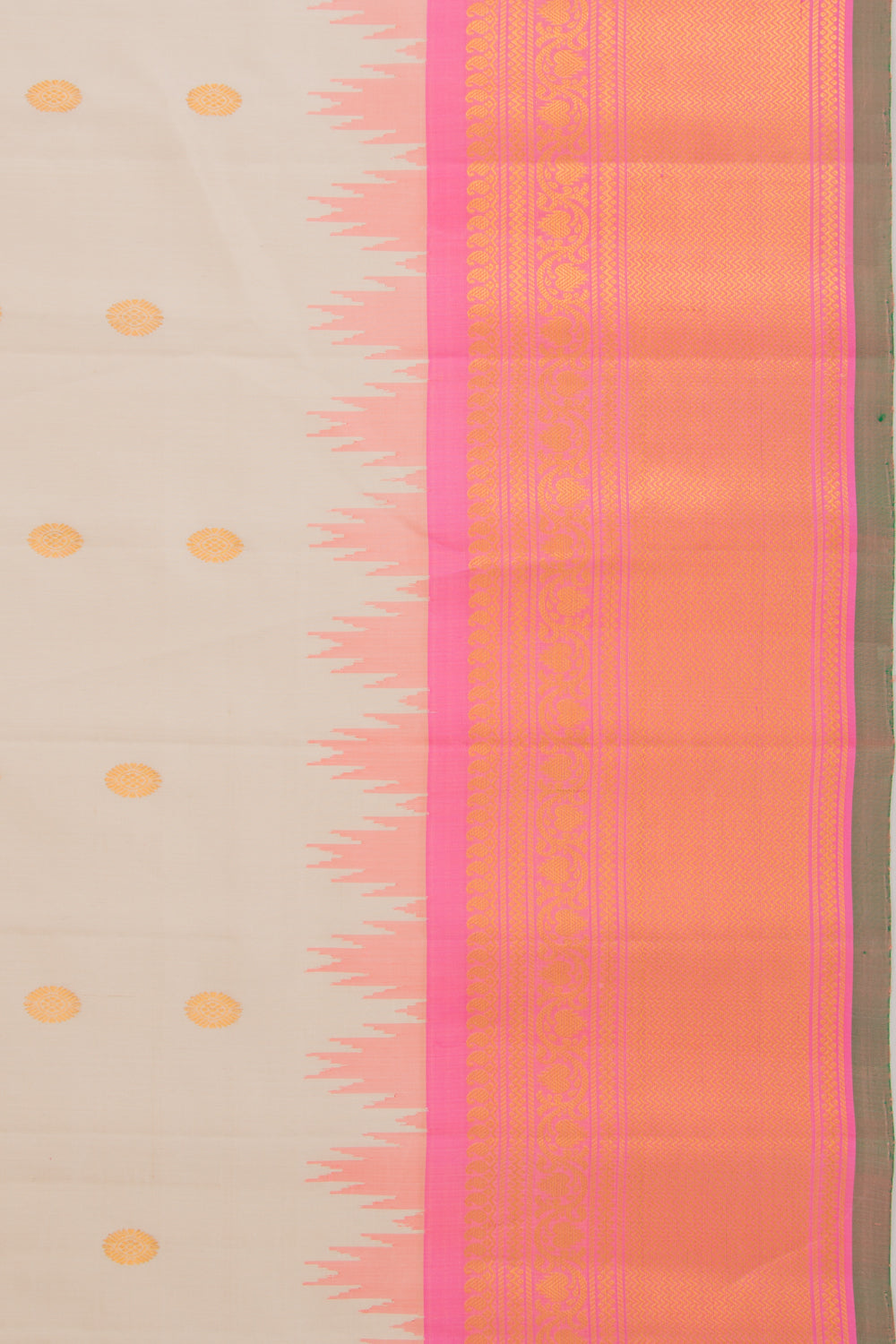 Gadwal Silk Butta Cream Saree