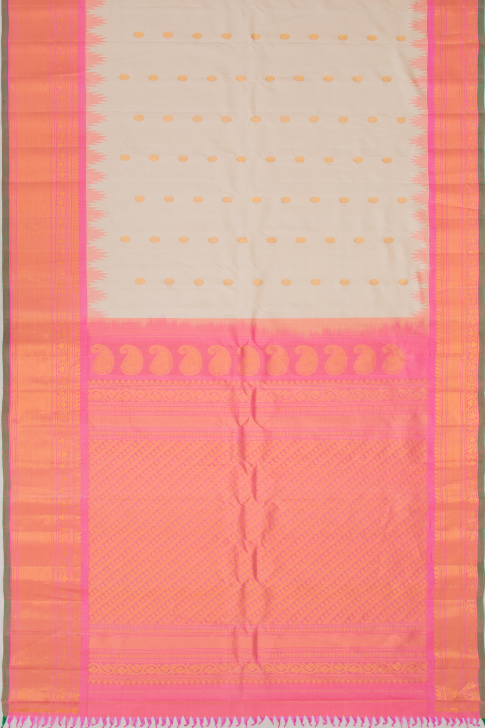 Gadwal Silk Butta Cream Saree