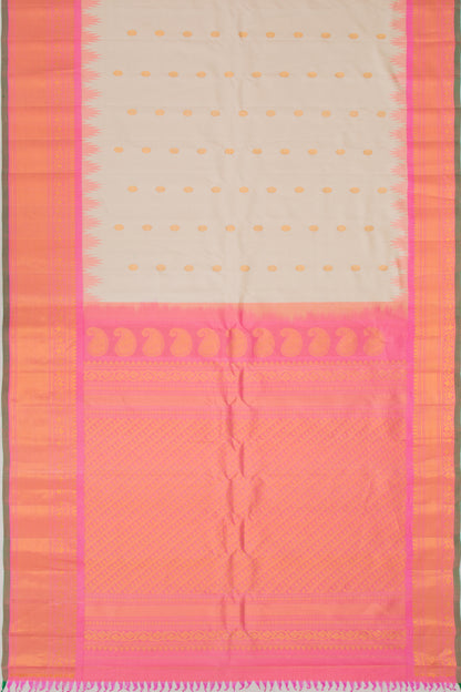 Gadwal Silk Butta Cream Saree