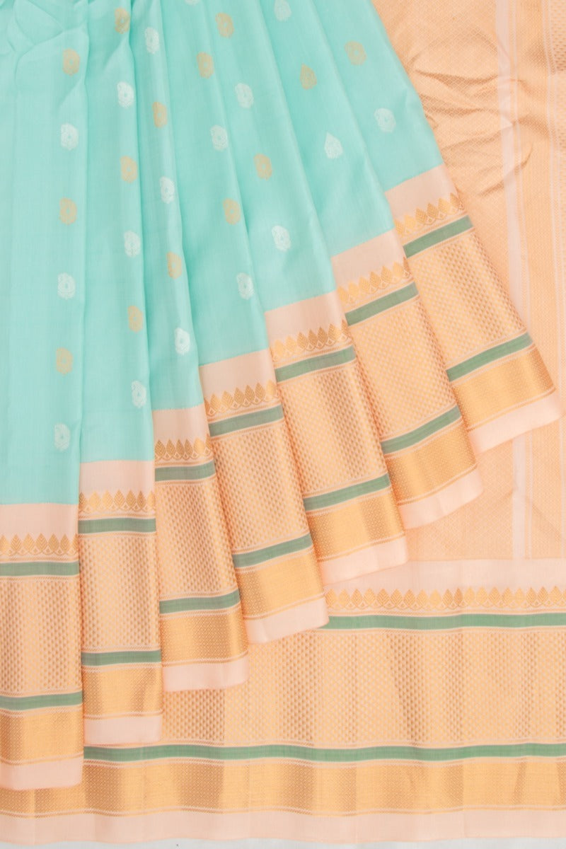 Gadwal Silk Butta Sky Blue Saree