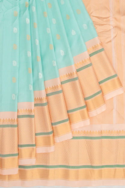 Gadwal Silk Butta Sky Blue Saree