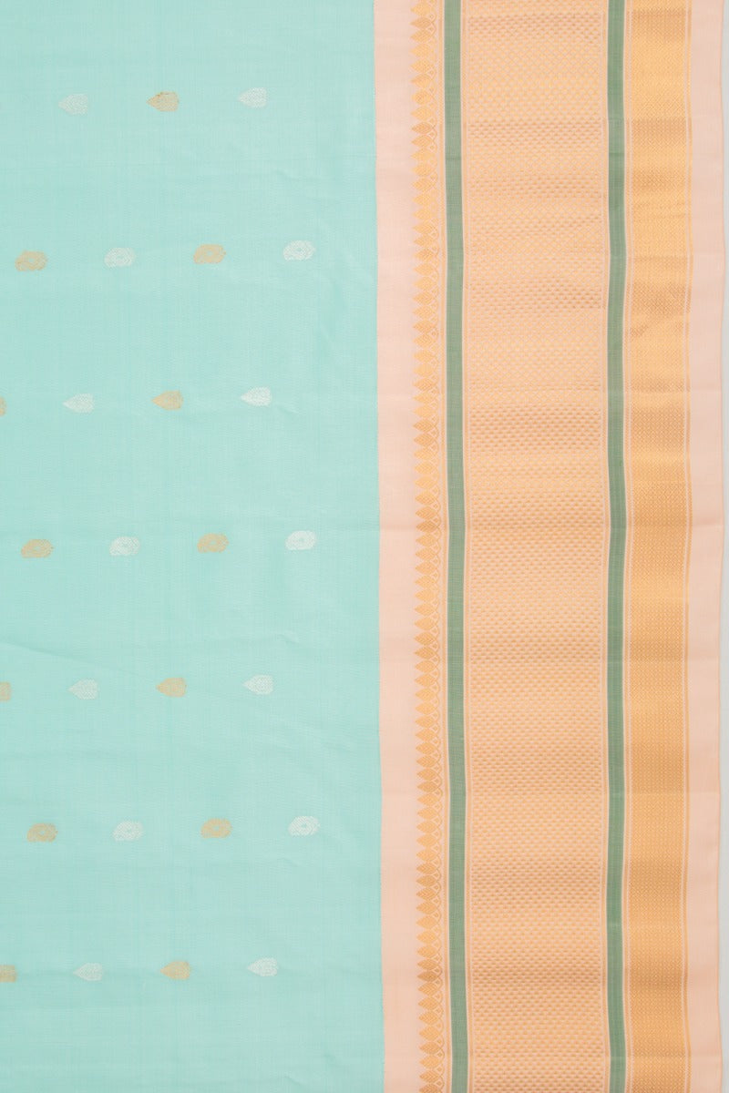 Gadwal Silk Butta Sky Blue Saree
