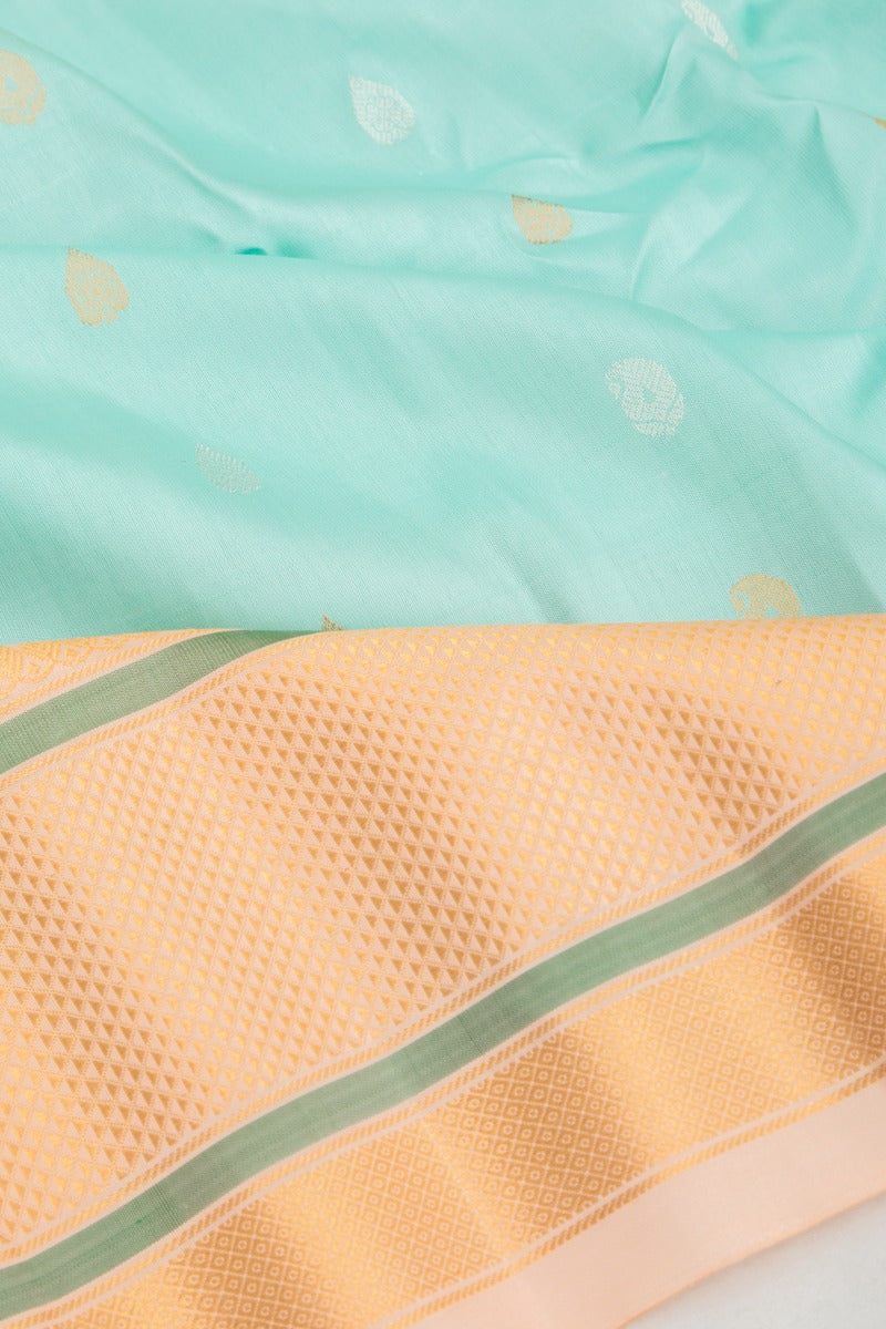 Gadwal Silk Butta Sky Blue Saree
