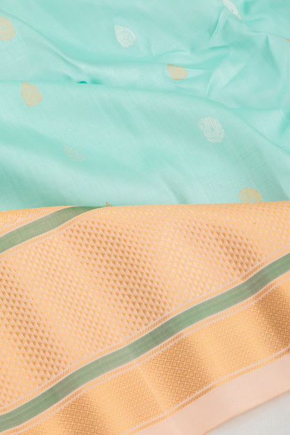 Gadwal Silk Butta Sky Blue Saree