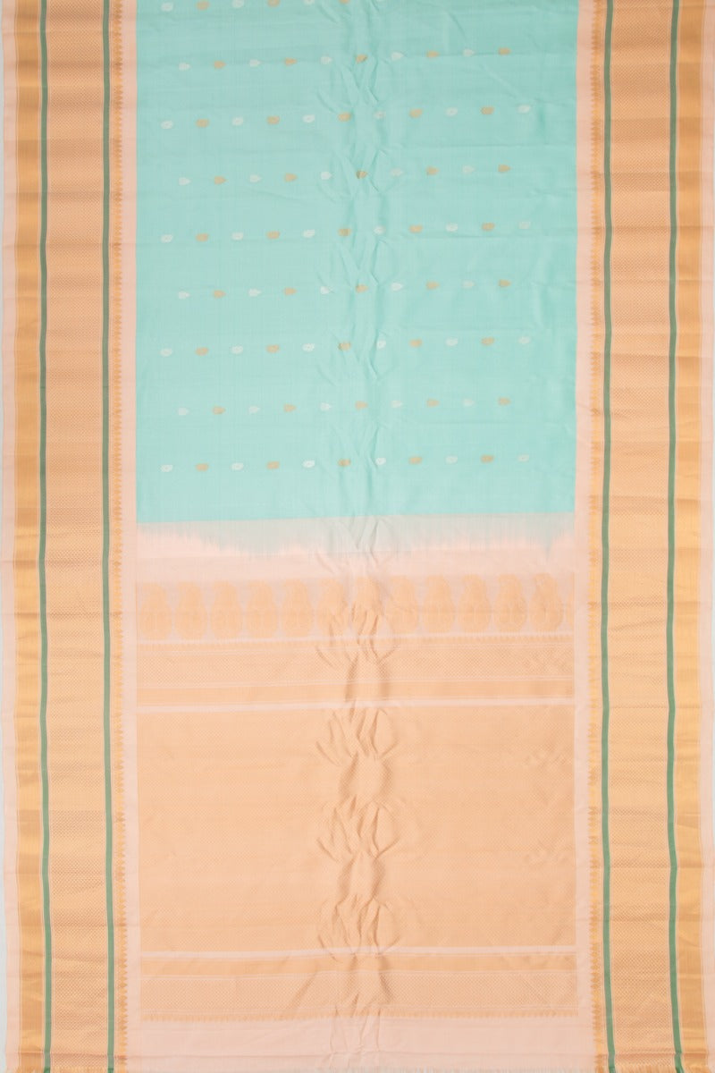 Gadwal Silk Butta Sky Blue Saree