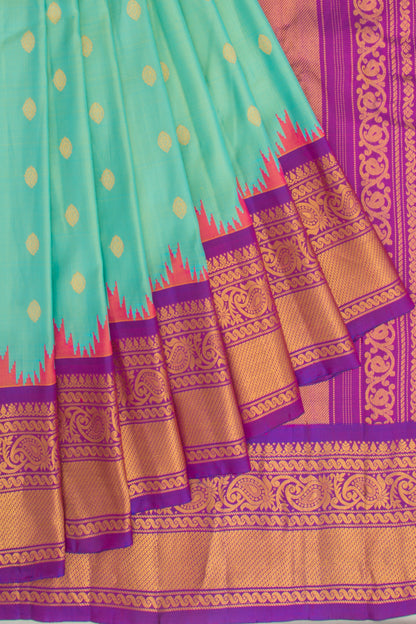 Gadwal Silk Butta Sea Green Saree